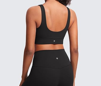 Womens U Back Sports Bra - Scoop Neck Padded Low Impact Yoga Bra Workout Crop Top with Built in Bra