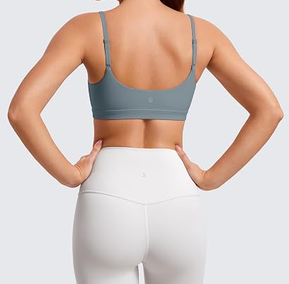 Womens Adjustable Spaghetti Strap Sports Bra - Scoop Neck Wireless Padded Bra Yoga Workout Crop Top